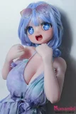 ライトブルーヘアのアニメ顔ラブドール ロングブルーヘアダッチワイフ