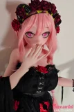 薔薇装飾付きラブドール ピンク編み込みヘアリアルドール