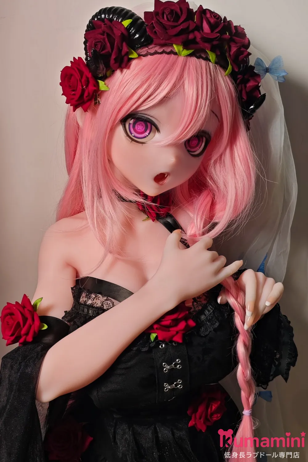 Elsa Babe RAD047 144cm 花守薰Hanamori Kaori ゴシックローズデザインのアニメ美少女ドール ピンク編み込みヘア アニメフェイスラブドール
