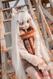 猫耳ラブドール 白髪ロングとブルーアイの可愛いドール