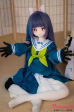 うさ耳ヘアアクセ付きセーラー服ドール 紫髪ロングの二次元風ラブドール