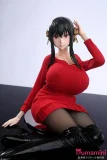 ゴールドアクセ付き黒髪アニメフェイスドール 二次元スタイルの黒髪ドール