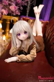 ラブドール 正面 寝転がる ポーズ 銀髪 清楚系 141cm
