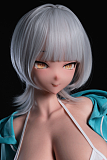 BCDOLL 【NSシリーズ】N01Aヘッド あやか （Ayaka） 146cm Cカップ  シルバーグレーヘア うさ耳付き アニメ風リアルドール フルシリコン製 カスタマイズ可能