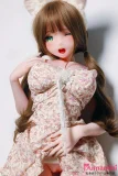Elsababe 莓谷恋 140cm 花柄ワンピース姿 正面上半身 胸触りポーズ 二次元ダッチワイフ