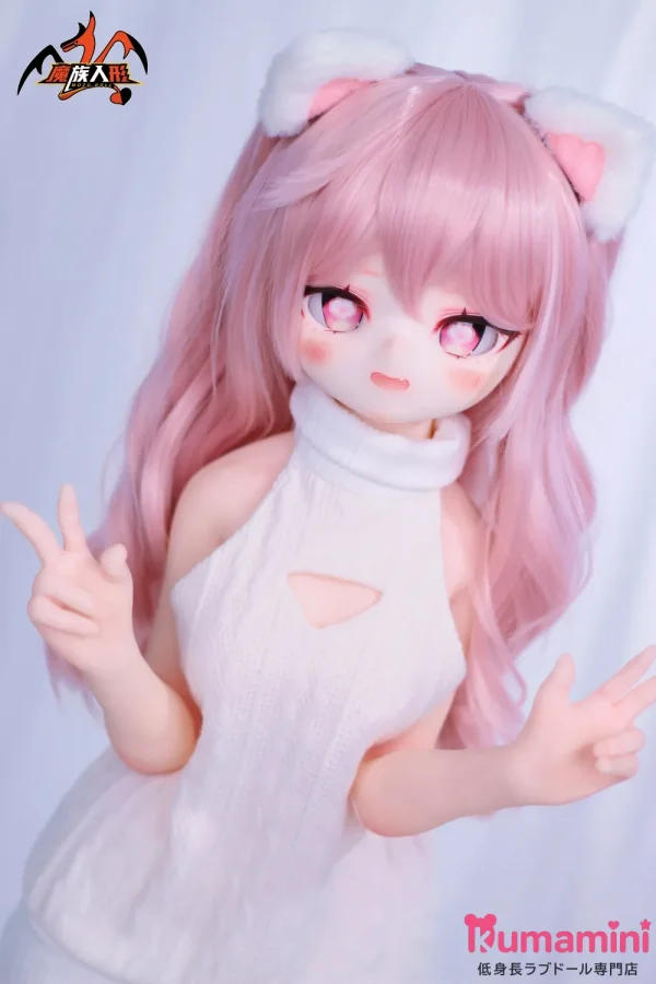 MOZU DOLL 二分  愛莉 ピンクヘア 猫耳美少女 ふんわりとした可愛いアニメラブドール ソフトビニール製ヘッド＋TPE製ボディ 肌色＆眼球色＆メイク＆ウィッグ＆衣装は宣材写真と同じ 衣装は三種も選択可能
