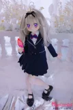 MWGirl 瑠瑠香 115cm バスト大 ネイビー制服の二次元美少女 アイスを持つ姿 正面全身 かわいい二次元ダッチワイフ
