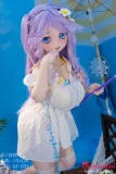 美少女ラブドール GE001ヘッド 紫髪 141cm 側面姿 清純系美少女 巨乳