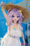 GE-001 141cm wmdoll 麦わら帽子をかぶった少女 手を挙げるポーズ アニメダッチワイフ 白ドレス姿