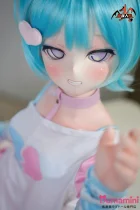 MOZU DOLL 【SR級】 121cm バスト大 咲初（saki）水色ショートヘア 紫色の瞳 可愛い衣装を着た美少女ラブドール ソフト ビニール製頭部+TPE製ボディ