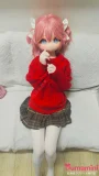 赤セーターとチェック柄スカートのアニメドール 二次元風リアルドール