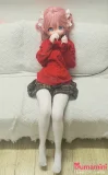 赤ニットセーター姿のアニメフェイスラブドール 二次元風ピンクヘアリアルドール