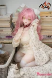 イエローグリーンの瞳 MOZU 床に座る姿 犬系美少女 ロングヘア 佩佩 二次元ラブドール