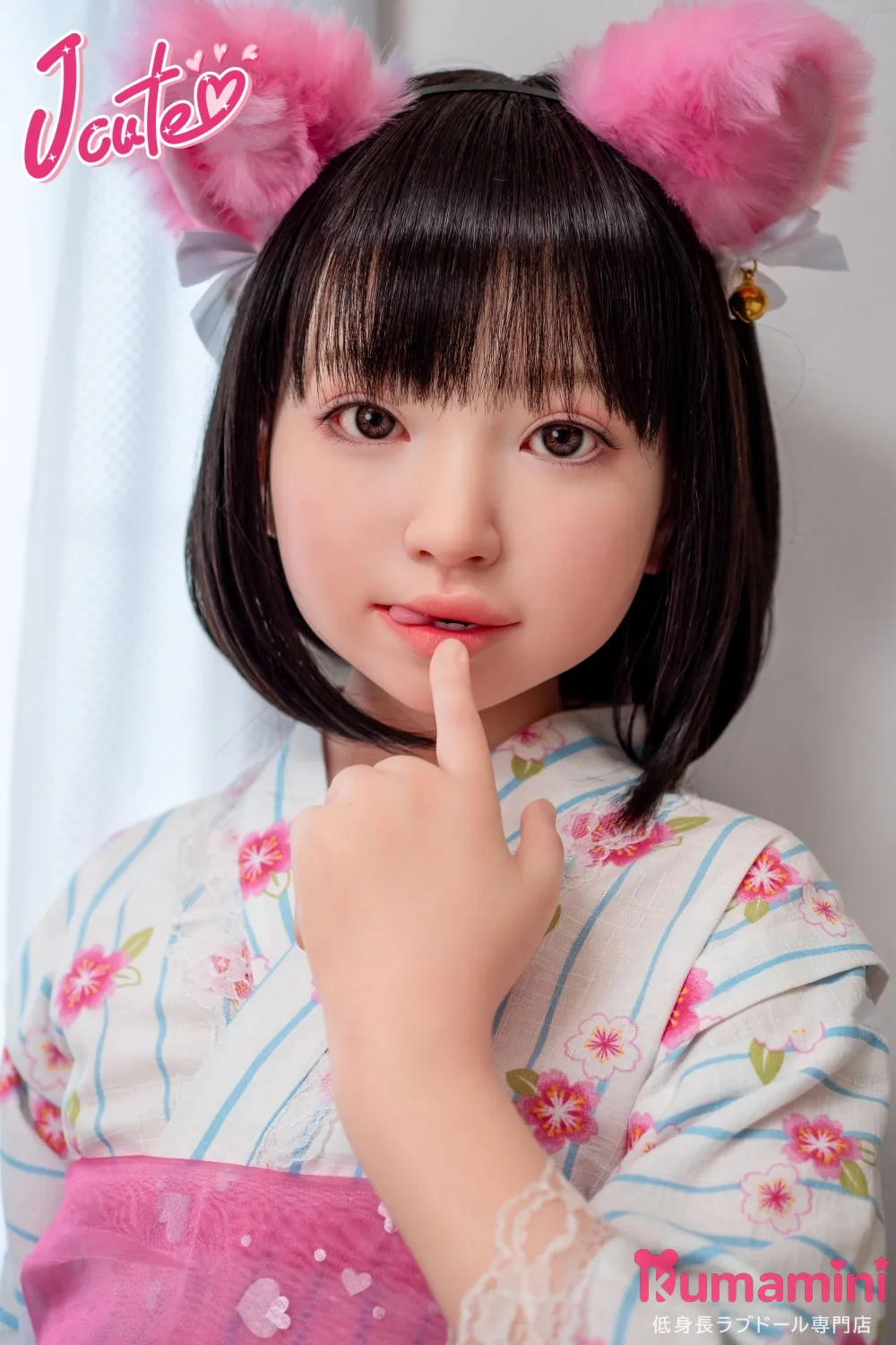 J-cute 128cm AGB37 幼澪ヘッド 黒髪ボブ 花柄浴衣風コーデのリアル美少女 フルシリコン製 リアルラブドール カスタマイズ可能