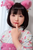 J-cute 128cm AGB37 幼澪ヘッド 黒髪ボブ 花柄浴衣風コーデのリアル美少女 フルシリコン製 リアルラブドール カスタマイズ可能