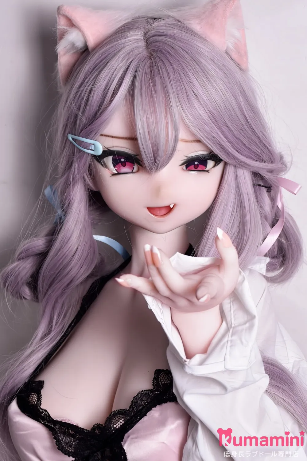 Elsa Babe 140cm M RAD024 渡边由乃Watanabe Yuno 紫ヘア 猫耳アクセサリー付き セクシー衣装 アニメラブドール フルシリコン製 宣材写真は140cm M ピンク肌 ボディー選択可能