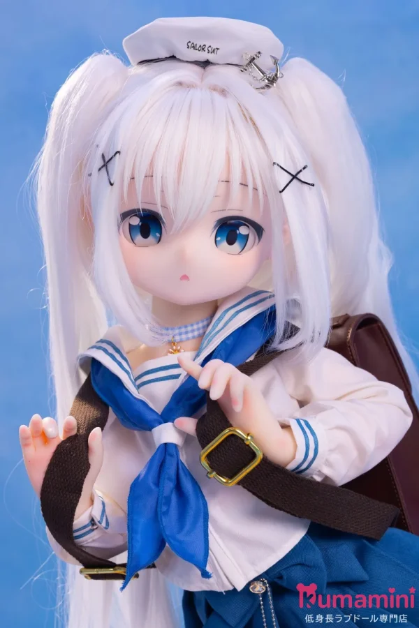 MW Girl(魔物姫)  85cm 小枝 白髪 ツインテールスタイル セーラー服 学生風ラブドール 可愛い二次元美少女 宣材写真はシリコン製ボディ バスト中