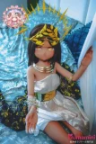 羊角社Croissant Doll 141cm AAカップ 日烧 白髪 アニメ風 小麦色肌のアニメラブドール 宣材写真のは手描きメイク ビニール製ヘッド+S-TPE製ボディ