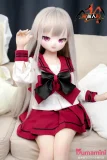 白銀ヘア 赤白の制服美少女 アニメラブドール 二分