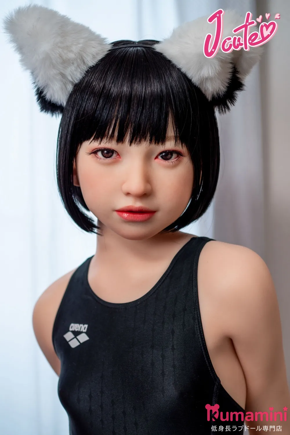 J-cute 137cm AGD26 夏美 黒髪 スクール水着 セクシー美少女 リアルダッチワイフ 宣伝画像はフルシリコン製 ROSヘッドのみ