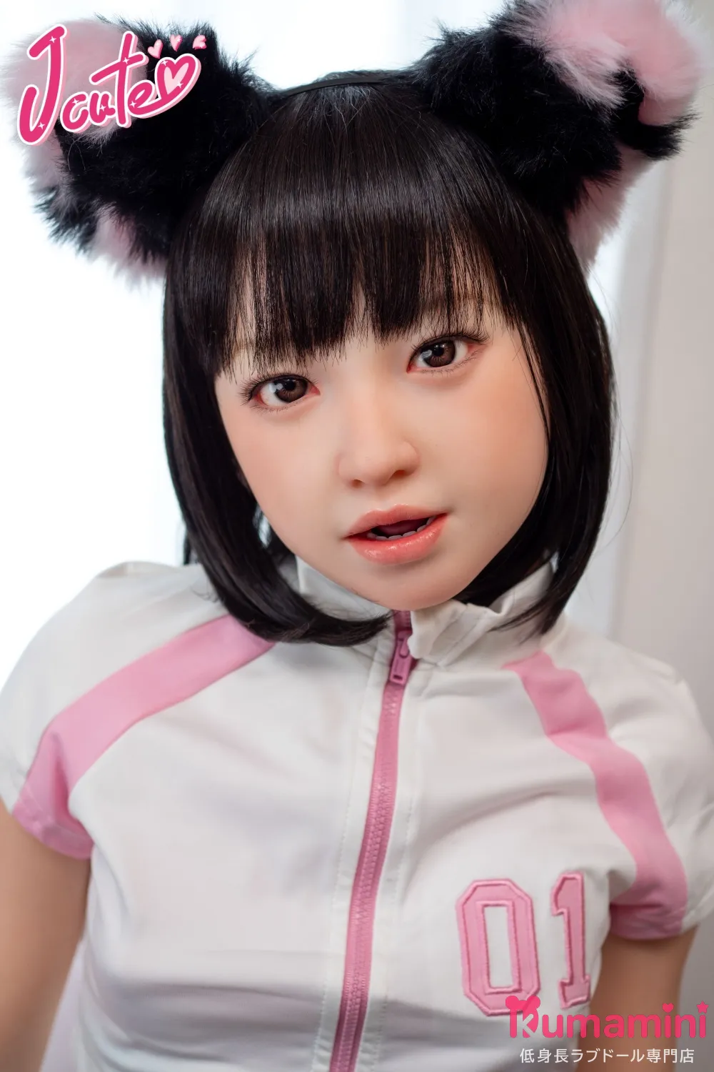 J-cute 133cm  AGD26 夏美 黒髪ボブ 獣耳アクセ リアル美少女 ラブドール 宣伝画像はフルシリコン製 ROSヘッドのみ