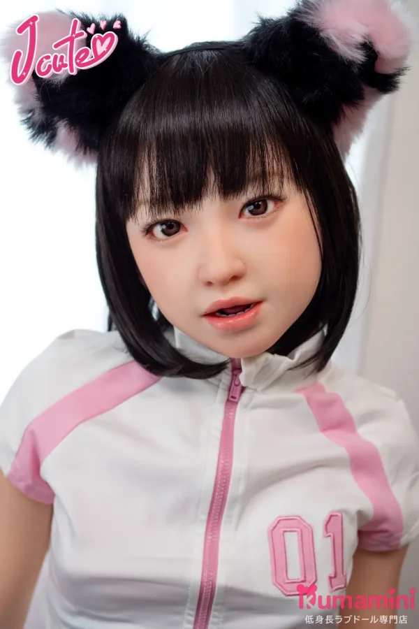 J-cute 133cm  AGD26 夏美 黒髪ボブ 獣耳アクセ リアル美少女 ラブドール 宣伝画像はフルシリコン製 ROSヘッドのみ