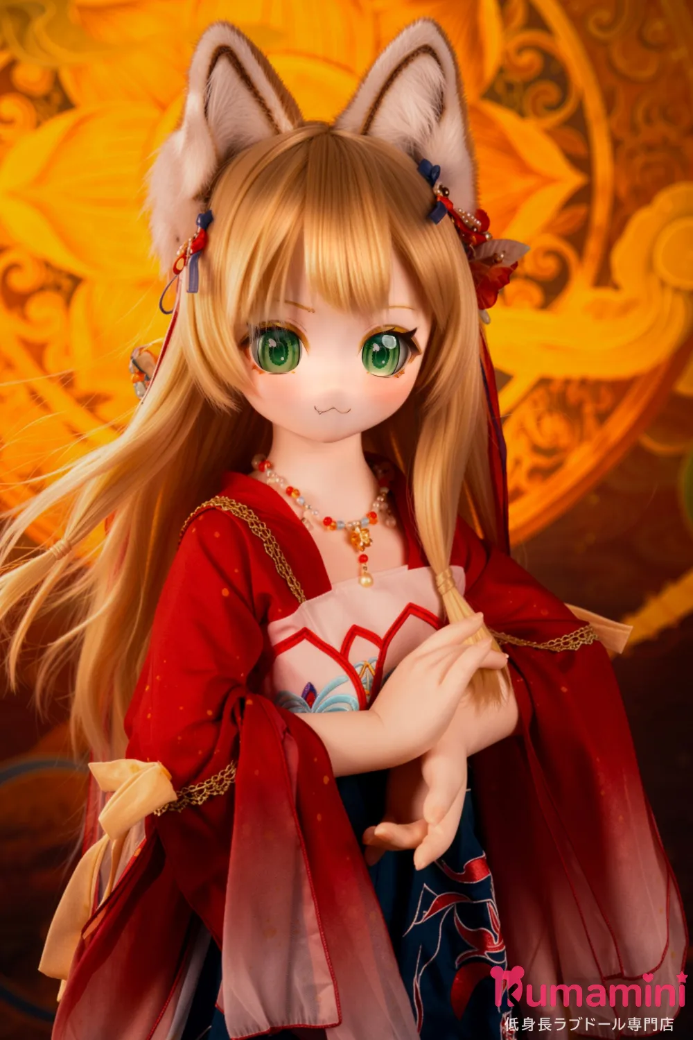 JSL DOLL 120cm AAカップ 璃光 狐耳の美少女 古典衣装アニメダッチワイフ 宣伝画像はソフビ製ヘッド+TPE製ボディ