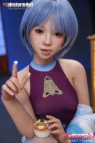 Rainstorm Doll シームレスシリーズ あやこ（二番目ヘッド）145cm AAカップ 藍髪 童顔ラブドール フルシリコン製 リアル皮膚