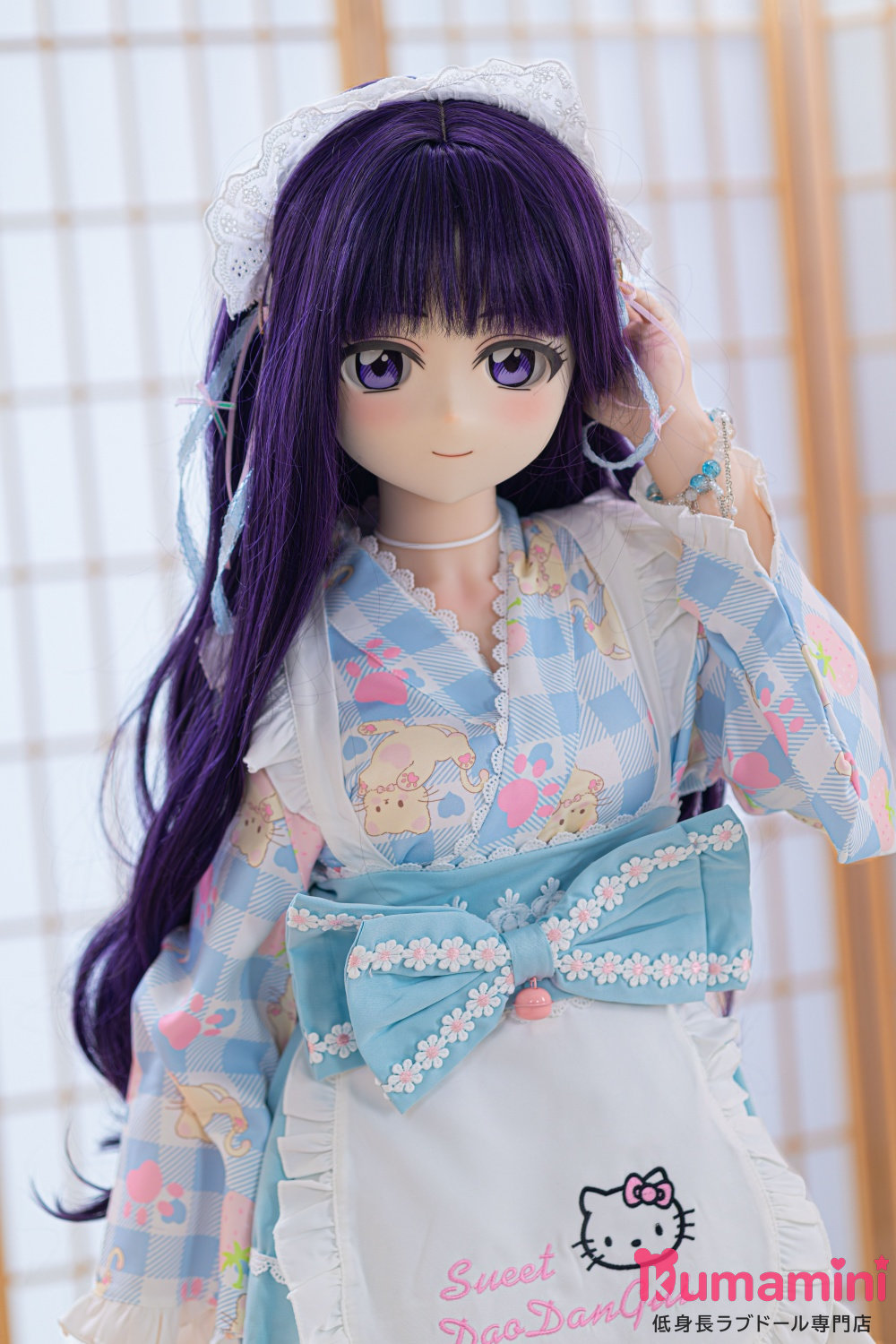 MW Girl(魔物姫) 135cm 知知(Zhizhi) チェック柄和風メイド衣装 紫髪の美少女ダッチワイフ 清楚系 宣伝画像はフルシリコン バスト小