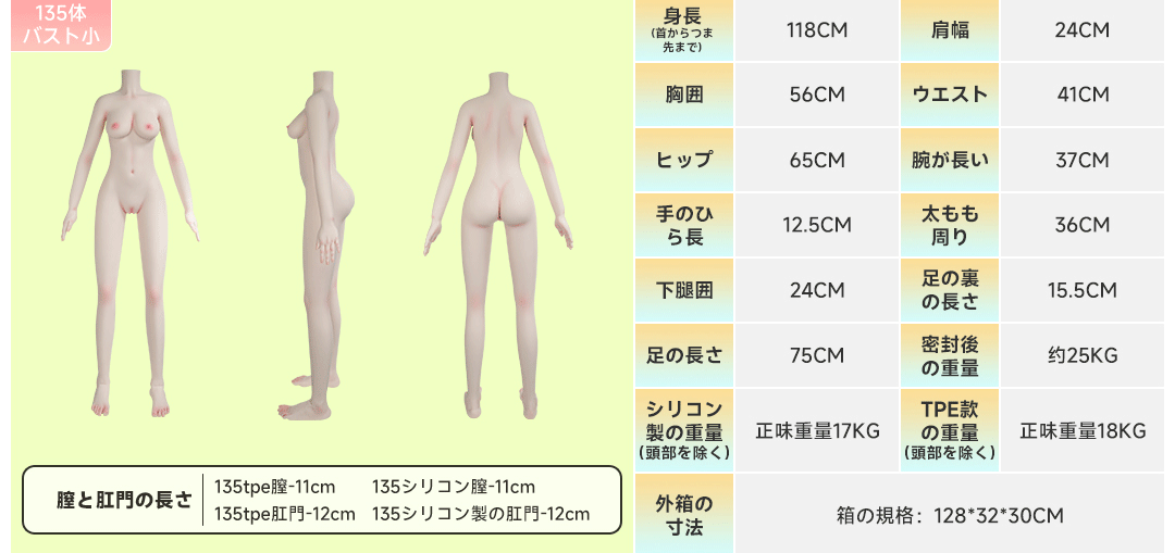 MW Girl 135cm ボディデータ アニメ系エロラブドール