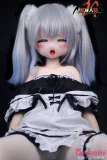 白黒のメイド服 ツインテール 口開け表情 リアルラブドール