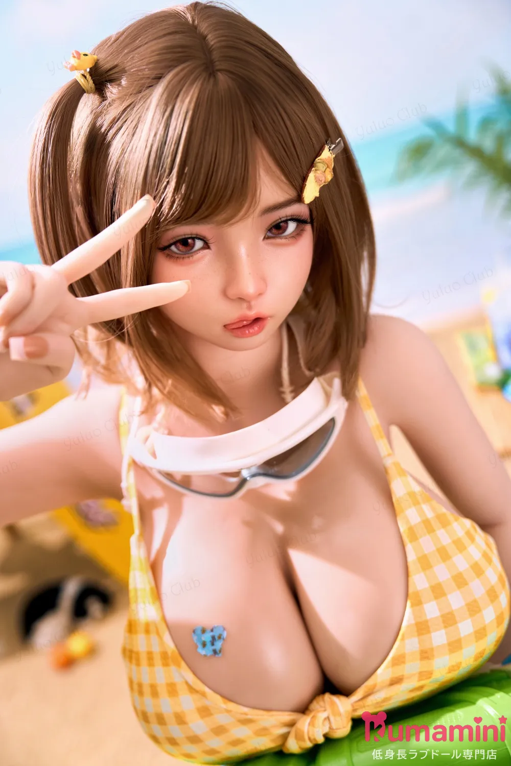 Yuluoclub（御蘿社）【Normalシリーズ】146cm Lカップ 清灵 夏色ギンガムチェック ボブヘア リアルダッチワイフ 宣伝画像はシリコンヘッド＋S-TPEボディ