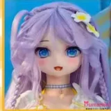 WMdoll 141cm Fカップ GE-001ヘッド パープルヘアとブルーアイ 白ドレスを着た美少女アニメ美少女 フルシリコン製 カスタマイズ可能 二次元ラブドール