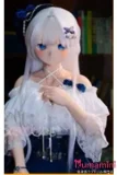WMdoll 141cm Fカップ GE-001ヘッド パープルヘアとブルーアイ 白ドレスを着た美少女アニメ美少女 フルシリコン製 カスタマイズ可能 二次元ラブドール