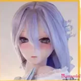 WMdoll 141cm Fカップ GE-001ヘッド パープルヘアとブルーアイ 白ドレスを着た美少女アニメ美少女 フルシリコン製 カスタマイズ可能 二次元ラブドール