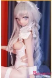 WMdoll 141cm Fカップ GE-001ヘッド パープルヘアとブルーアイ 白ドレスを着た美少女アニメ美少女 フルシリコン製 カスタマイズ可能 二次元ラブドール
