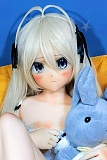 正面顔 悩む顔のラブドール 白髪ロング 145cm