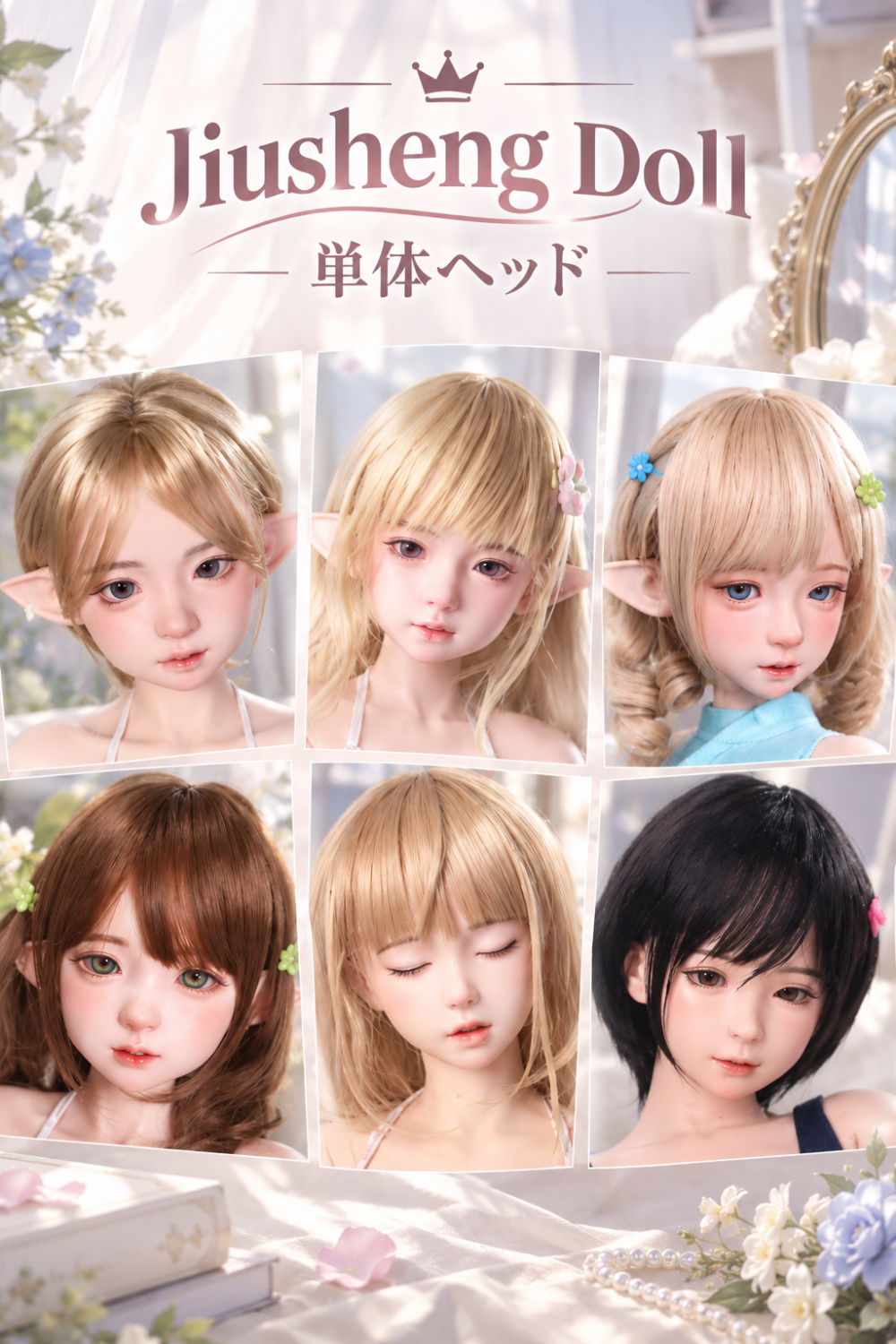 Jiusheng Doll 単体ヘッド シリコン製  ROS機能付き 可愛い リアルラブドール 自由選択 カスタマイズ可能