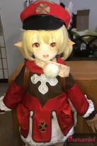 Real Girl 126cm 可莉 金髪エルフ耳 赤い冒険者風コスプレ 布製 ラブドール
