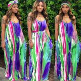 Sexy Printed Spaghetti Strap Loose Maxi Dresses SMR-9365