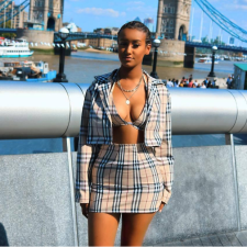 Plus Size Plaid Halter Bra+Short Coat+Mini Skirt 3 Piece Sets LSL-6184