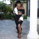 White Black Striped Crop Top and Bodycon Skirt Set BN-9031