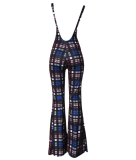 Plaid Print Straps Long Flare Pant OD-8228