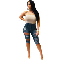 Casual Denim Holes Jeans Half Length Pants MEM-8208
