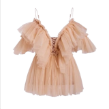 Sexy Mesh Ruffles Off Shoulder Crop Tops LS-0280