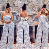 Polka Dot Print Spaghetti Strap Long Jumpsuits WSM-5076