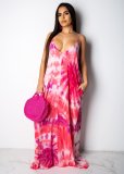 Printed Spaghetti Strap Loose Long Dresses TR-907