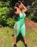 Sexy Hollow Out Sleeveless Zip Skinny Jumpsuits YH-5041