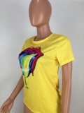 Lips Print Casual Short Sleeve T Shirts LM-8053
