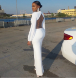 White Backless Split Maxi Dress MK-1015